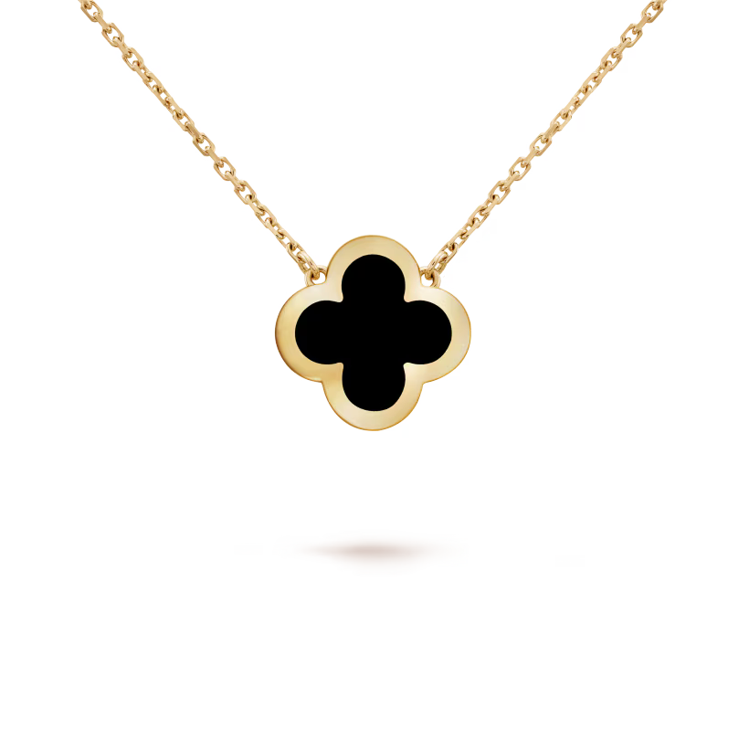 Pure Alhambra pendant, 18K yellow gold, onyx.
