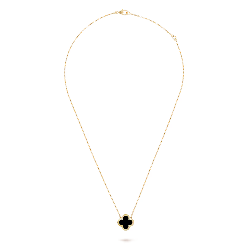 Pure Alhambra pendant, 18K yellow gold, onyx.
