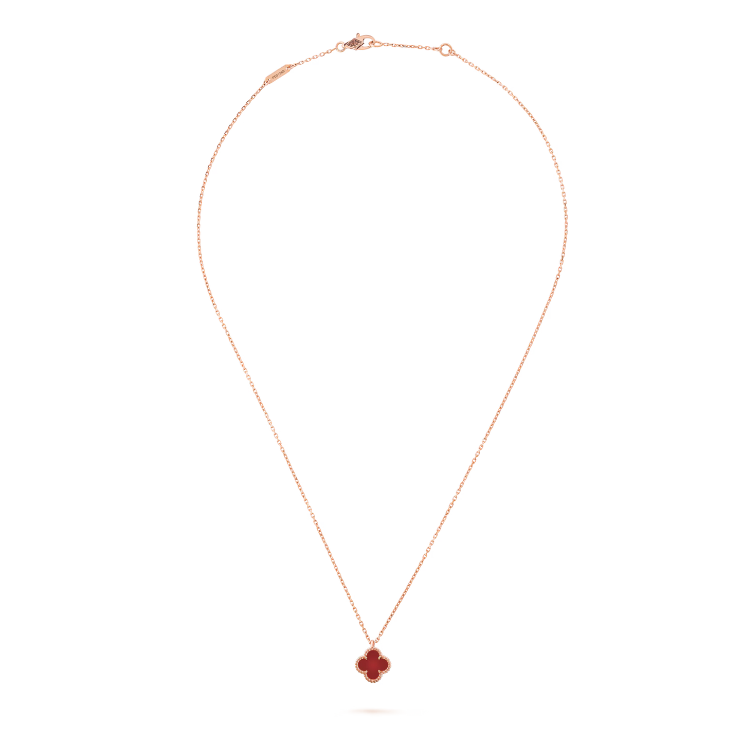 Sweet Alhambra pendant, 18K rose gold, carnelian.