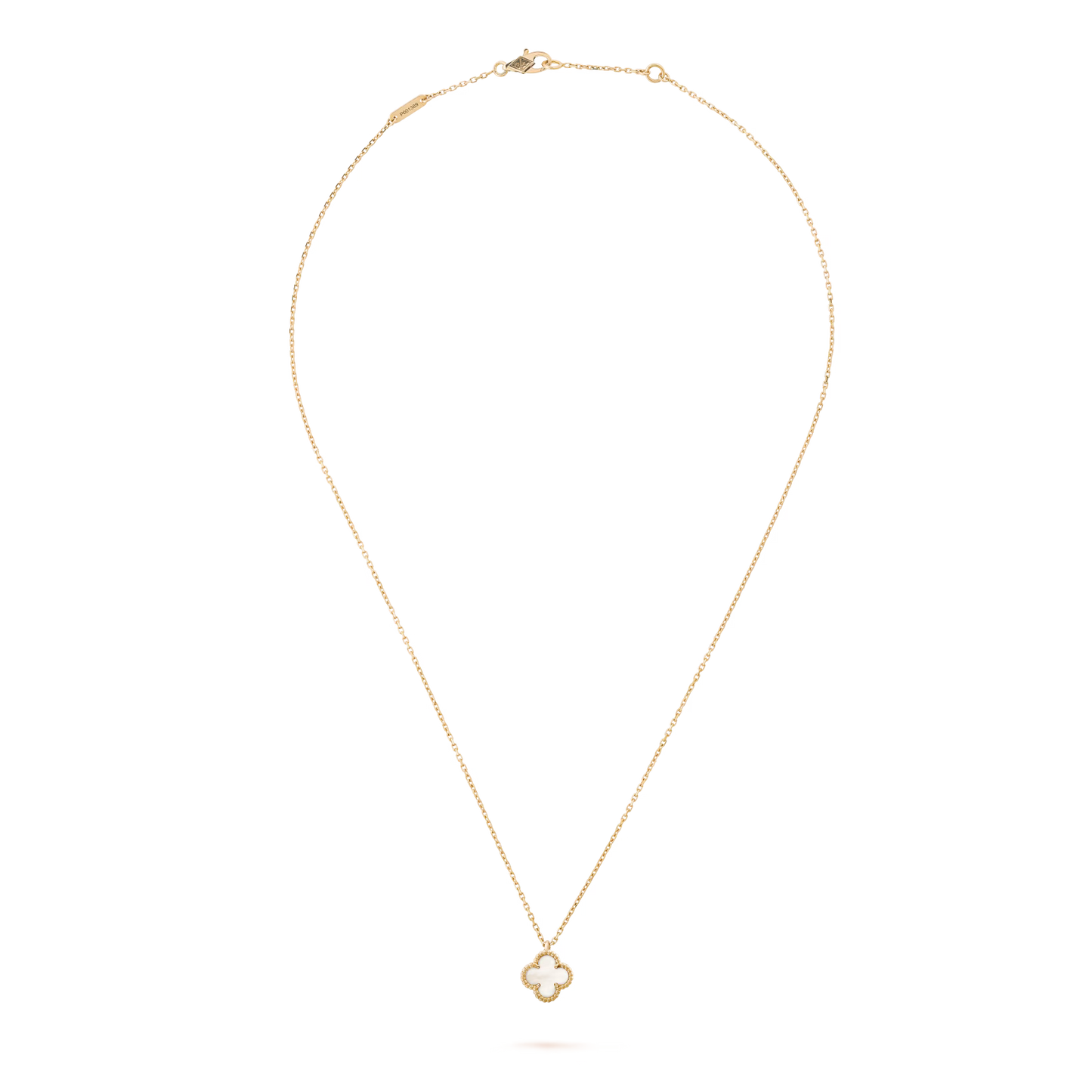 Sweet Alhambra pendant, 18K yellow gold, white mother-of-pearl.