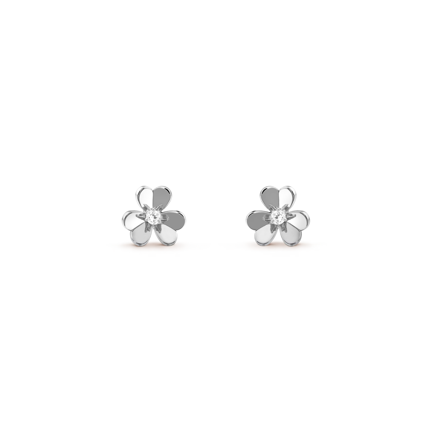Frivole earrings, mini model, rhodium plated 18K white gold, round diamonds