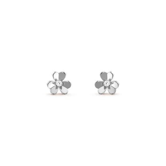 Frivole earrings, mini model, rhodium plated 18K white gold, round diamonds