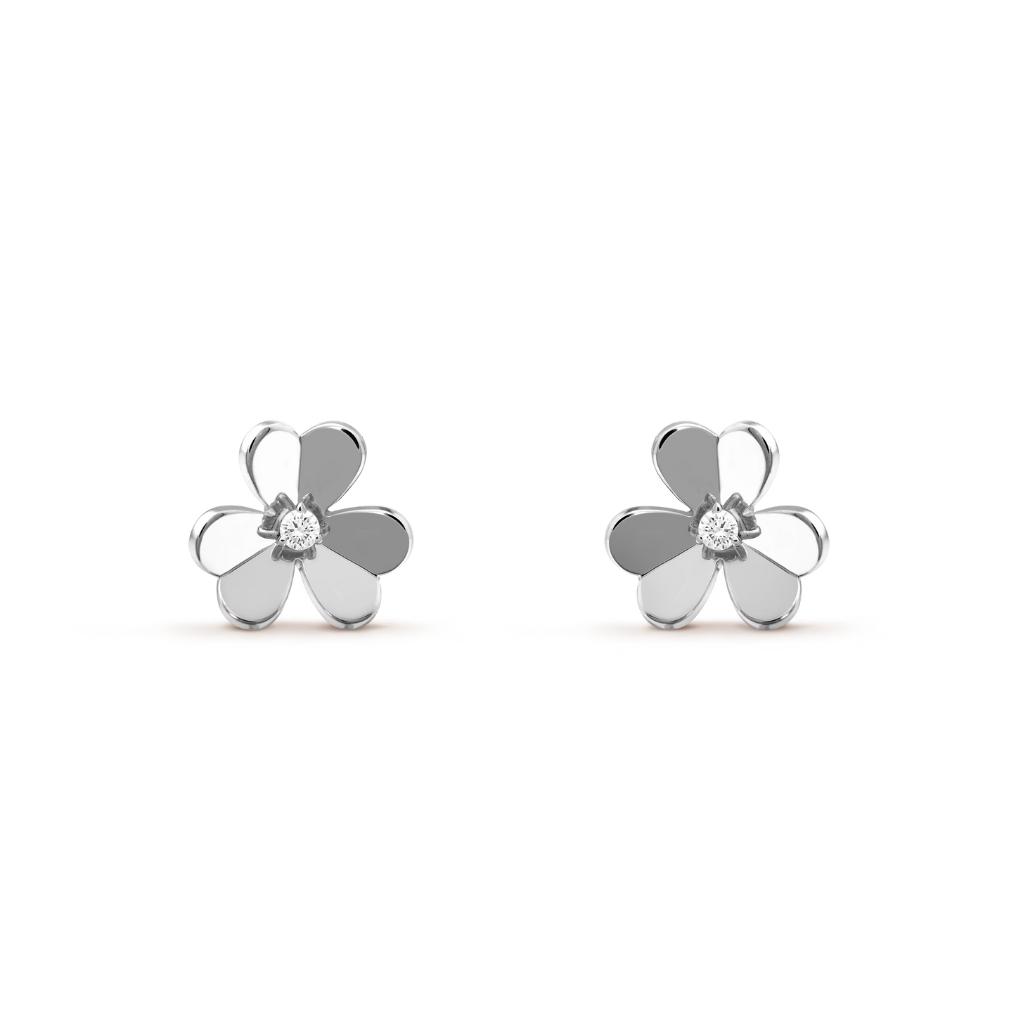 Frivole earrings, small model, rhodium plated 18K white gold, round diamonds.