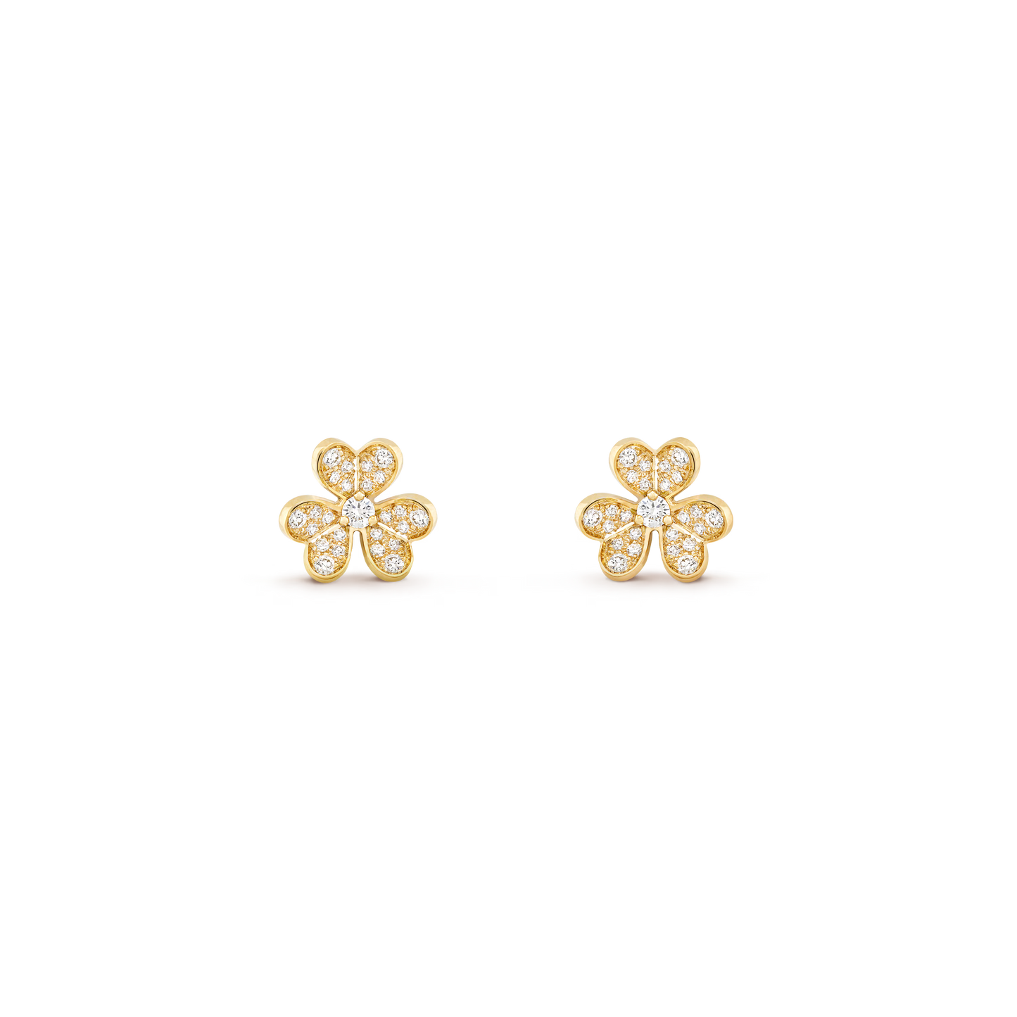 Frivole earrings, mini model, 18K yellow gold, round diamonds.