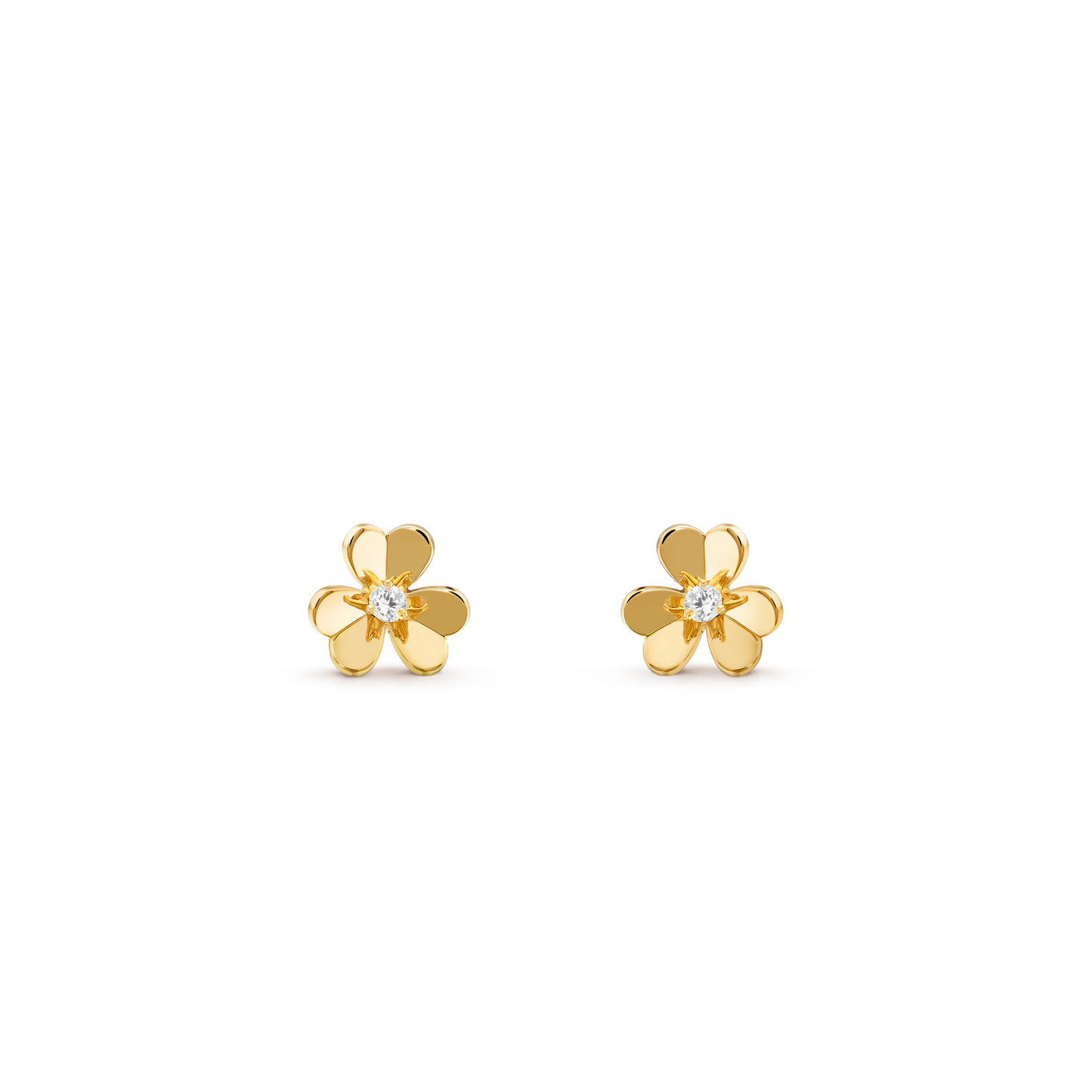 Frivole earrings, mini model, 18K yellow gold, round diamonds.