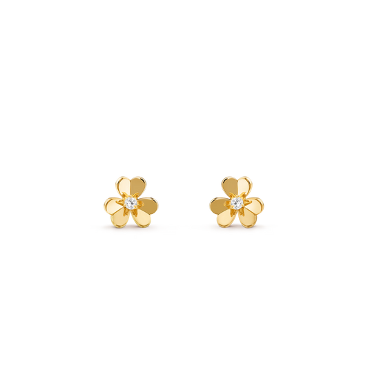 Frivole earrings, mini model, 18K yellow gold, round diamonds.
