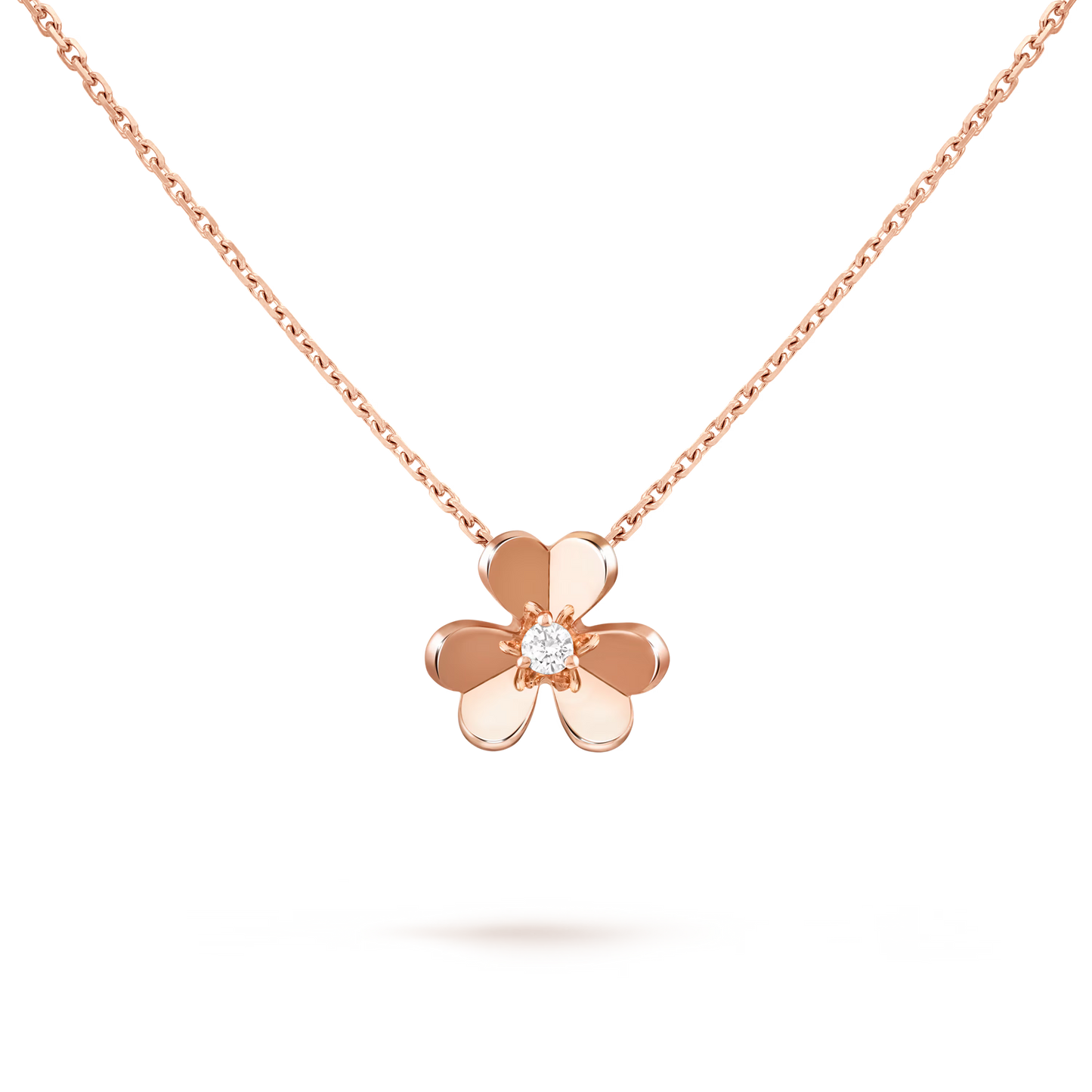 Frivole pendant, small model, 18K rose gold, round diamond.