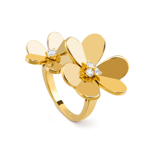 Frivole Between the Finger ring, 18K yellow gold, round diamonds