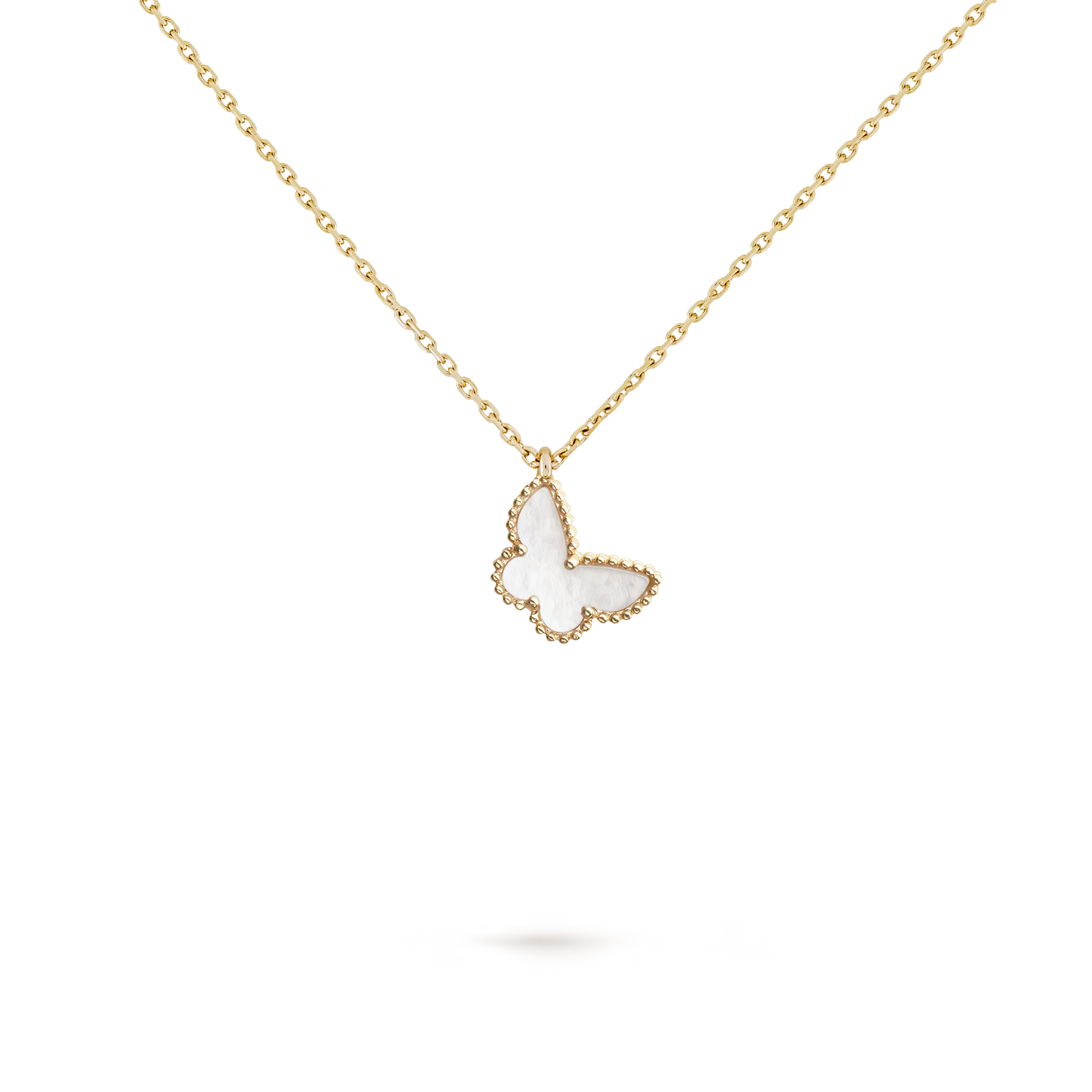 Sweet Butterflies pendant, 18K yellow gold, white mother-of-pearl.