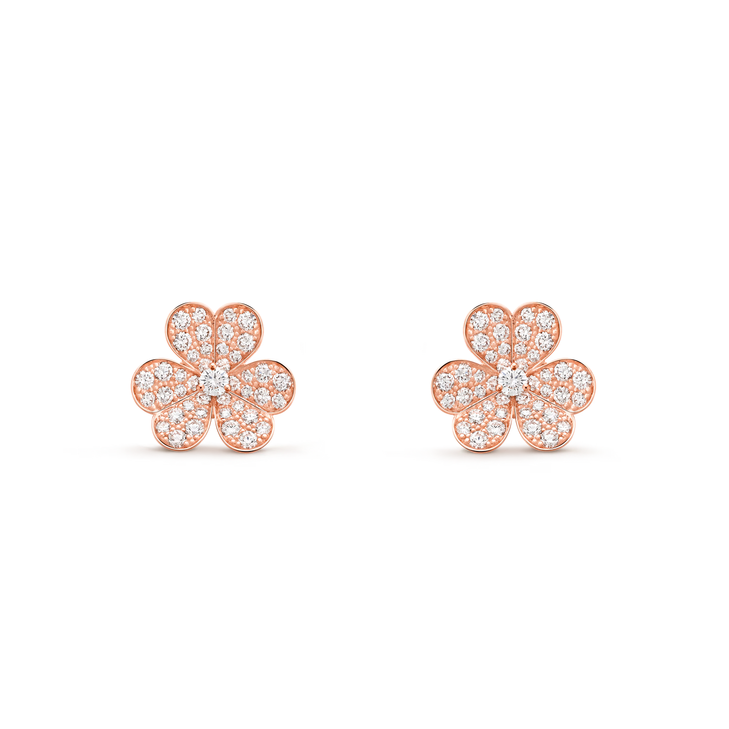 Frivole earrings, small model, 18K rose gold, round diamonds