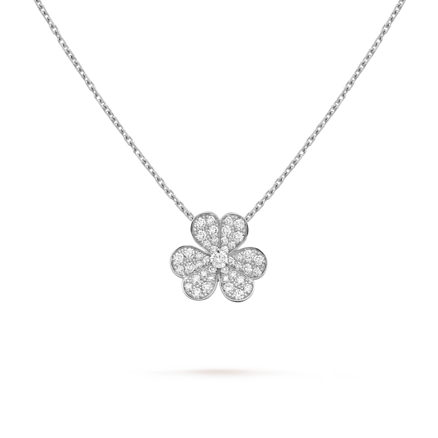 Frivole pendant, small model, rhodium plated 18K white gold, round diamonds.