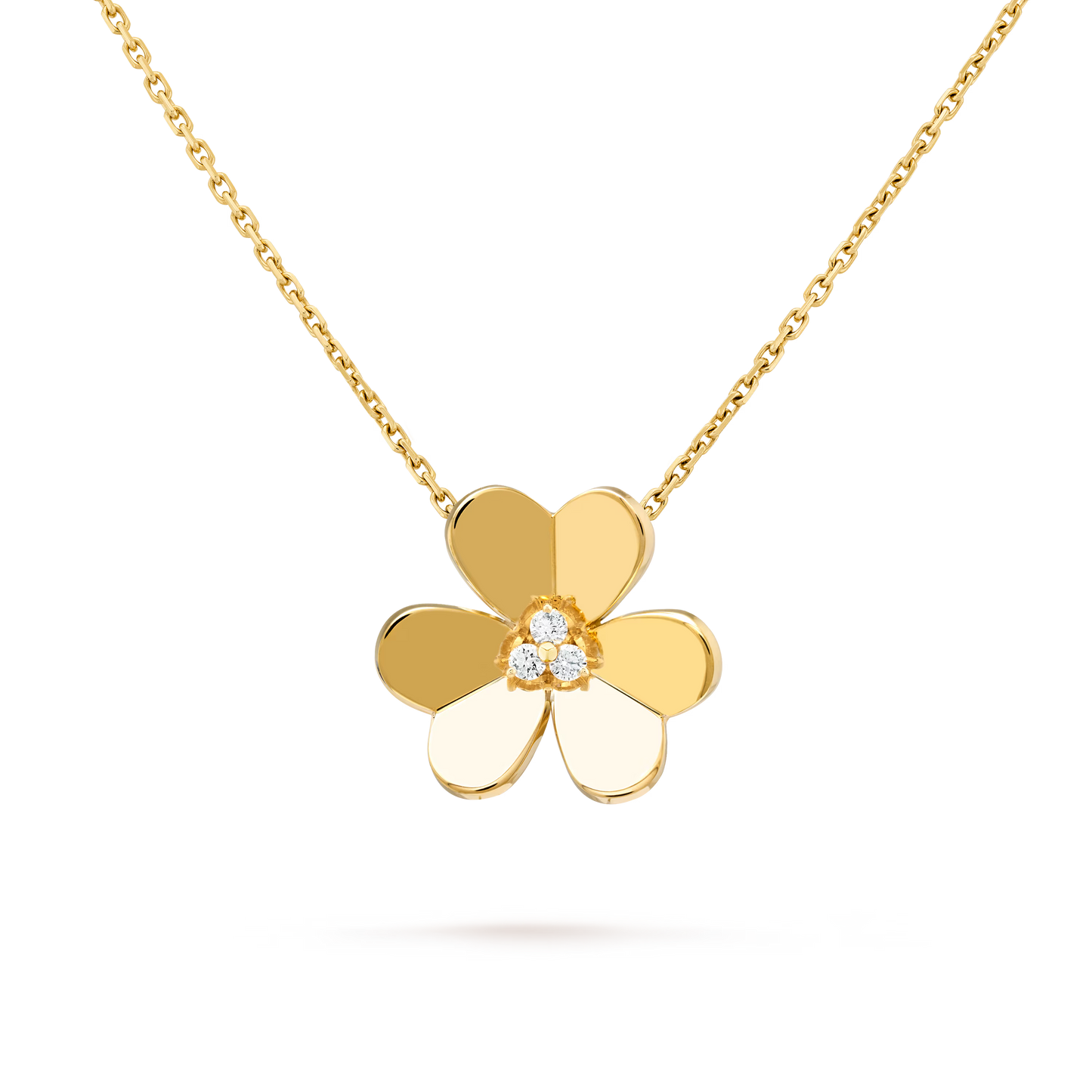 Frivole pendant, large model, 18K yellow gold, round diamonds.