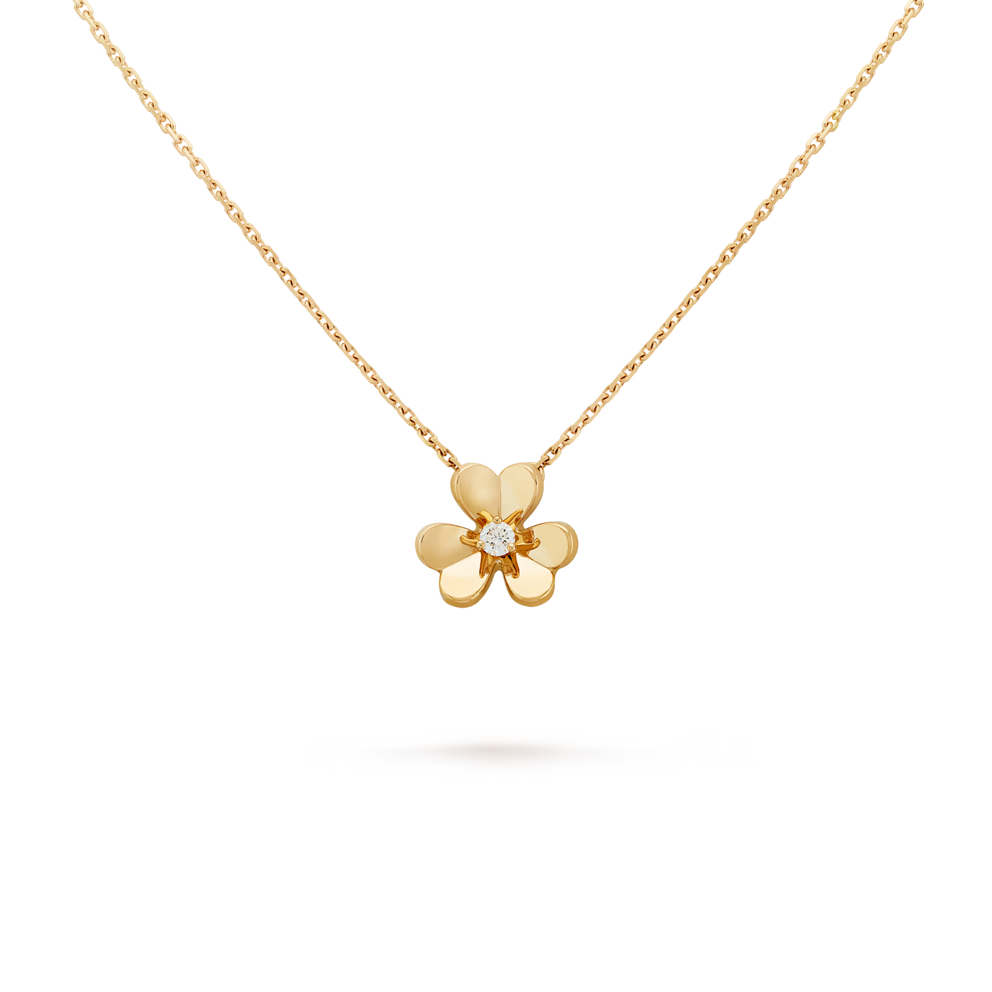 Frivole pendant, mini model, 18K yellow gold, round diamond.