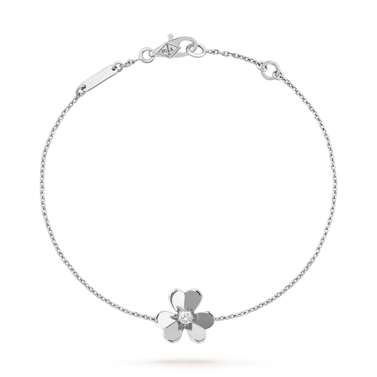 Frivole bracelet, mini model, rhodium plated 18K white gold, round diamond.