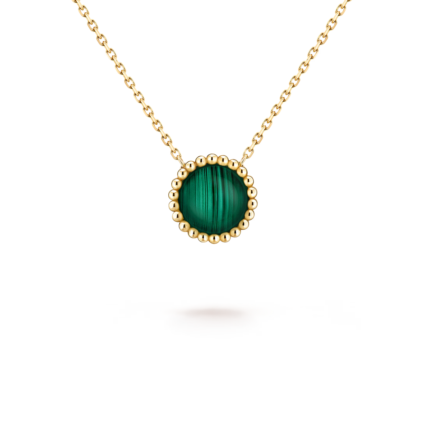 Perlée couleurs pendant, 18K yellow gold, malachite.