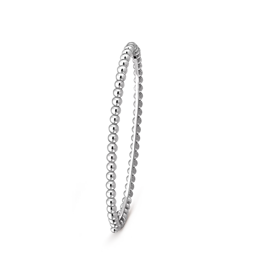 Perlée pearls of gold bracelet, rhodium plated 18K white gold, medium model.