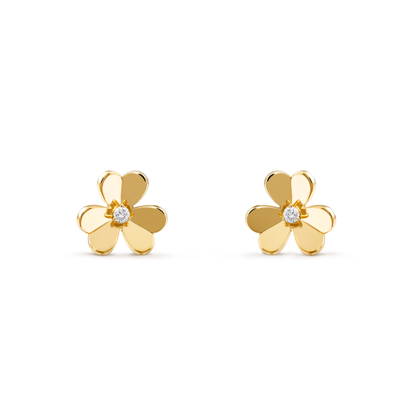 Frivole earrings, small model, 18K yellow gold, round diamonds.