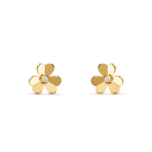 Frivole earrings, small model, 18K yellow gold, round diamonds.