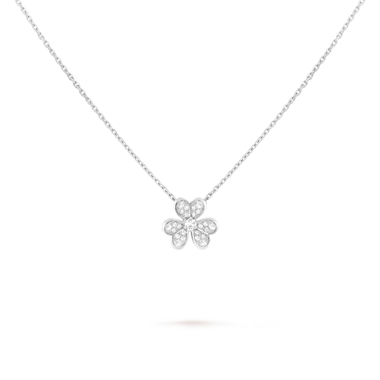 Frivole pendant, mini model, rhodium plated 18K white gold, round diamonds.