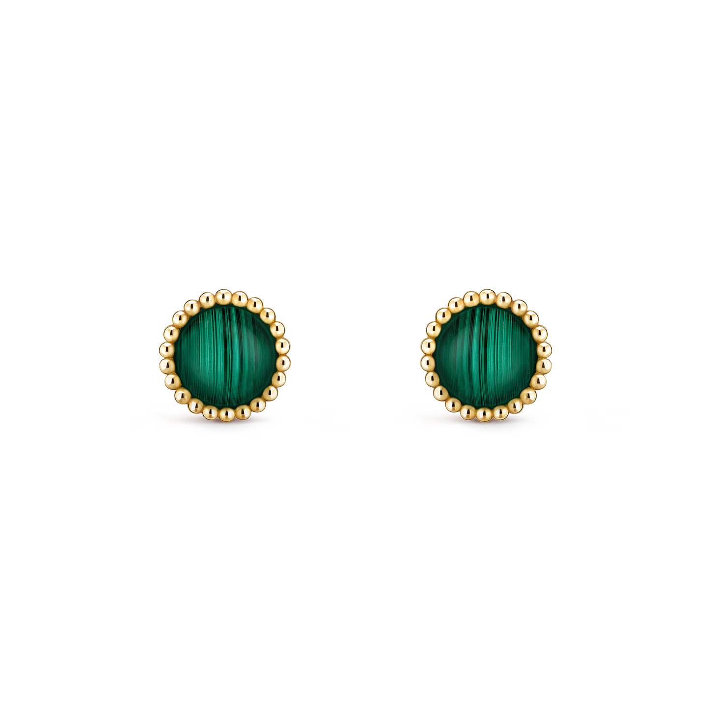 Perlée couleurs earrings, 18K yellow gold, malachite