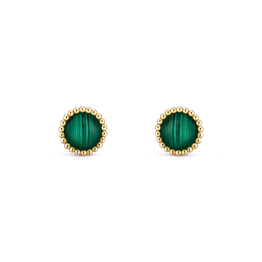 Perlée couleurs earrings, 18K yellow gold, malachite