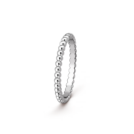 Perlée pearls of gold ring, small model, rhodium plated 18K white gold.