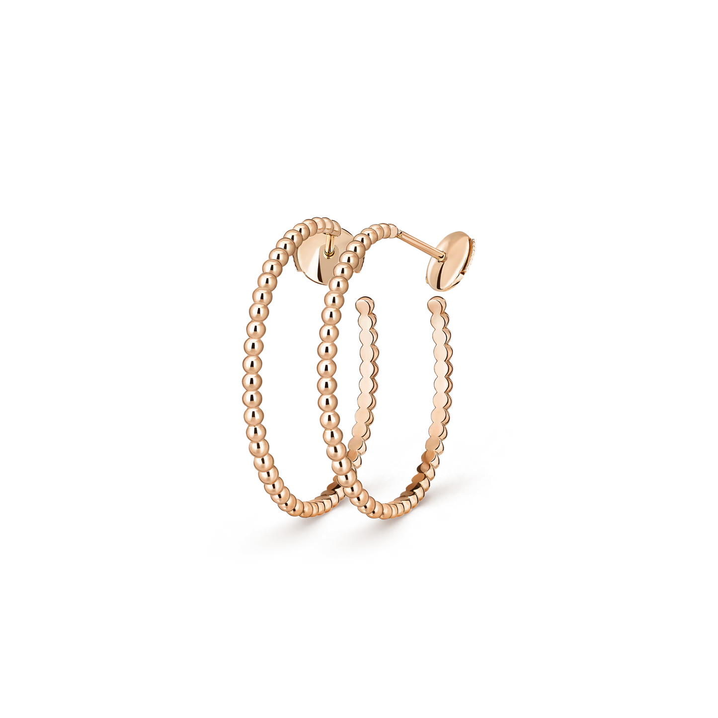 Perlée pearls of gold hoop earrings, 18K rose gold, small model.