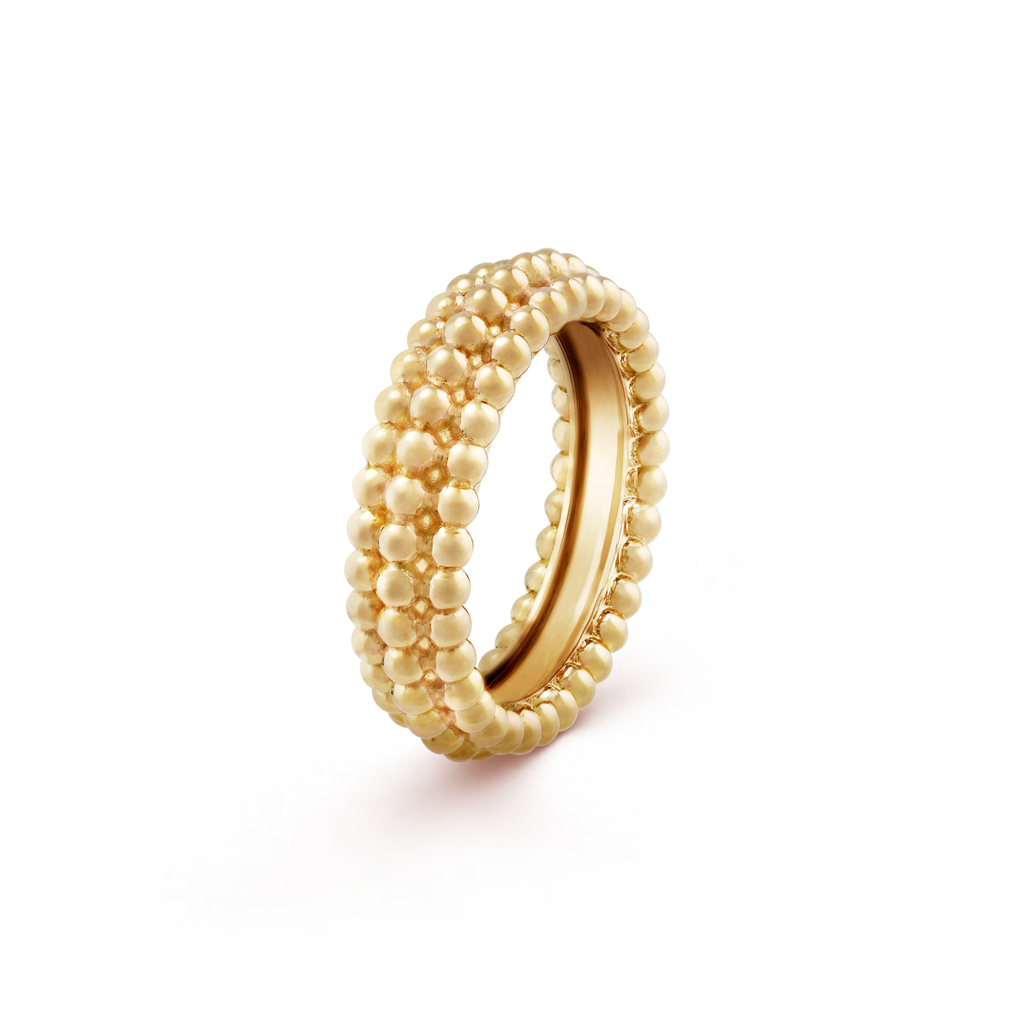Perlée pearls of gold ring, 3 rows, 18K yellow gold.