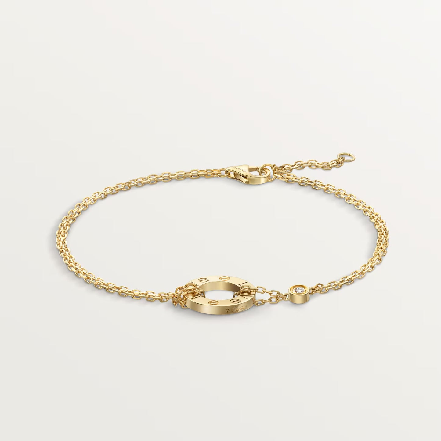 LOVE bracelet 18K yellow gold, on chain, 2 diamonds.