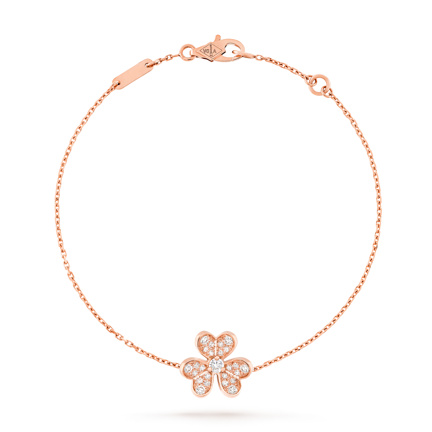 Frivole bracelet, mini model, 18K rose gold, round diamonds.