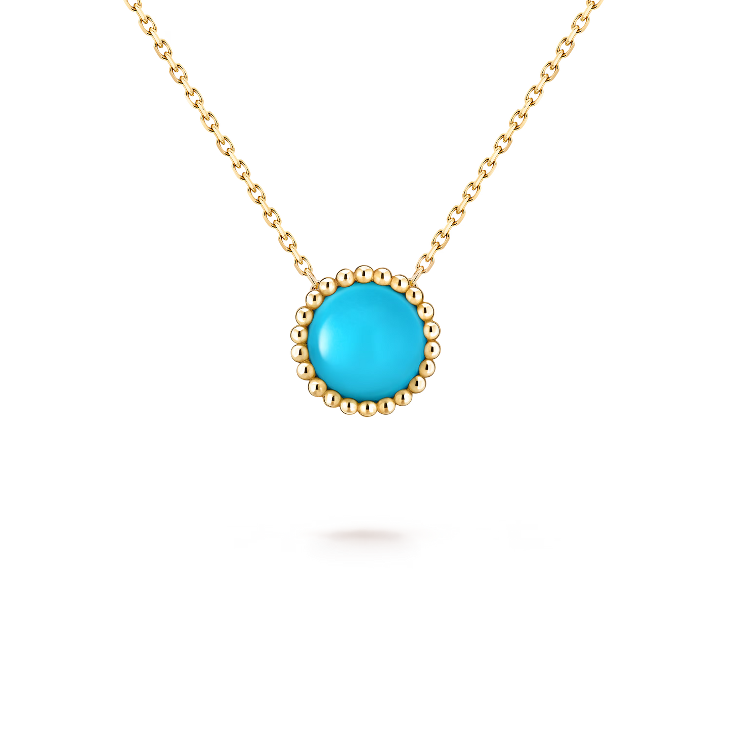 Perlée couleurs pendant, 18K yellow gold, turquoise.