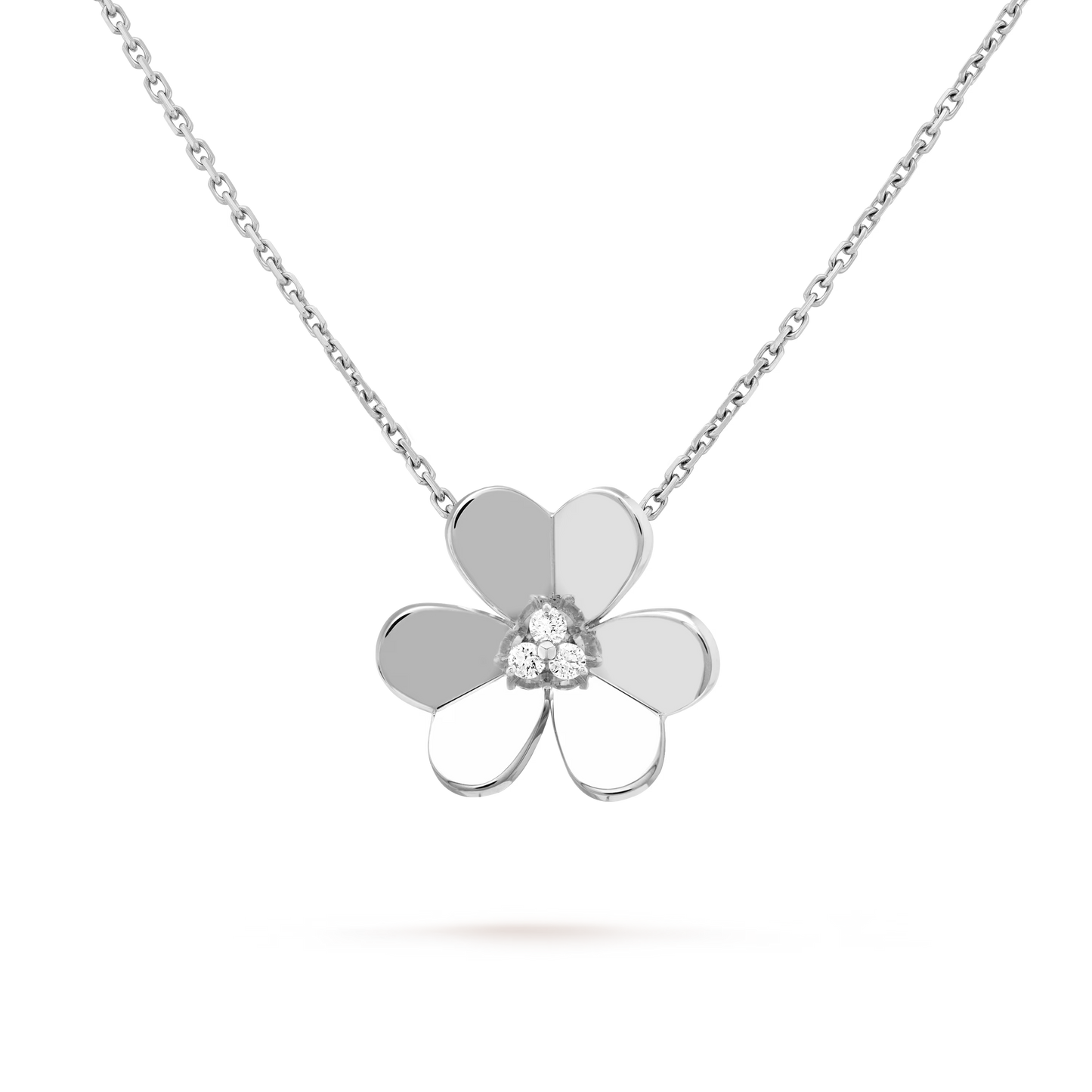 Frivole pendant, large model, rhodium plated 18K white gold, round diamonds.