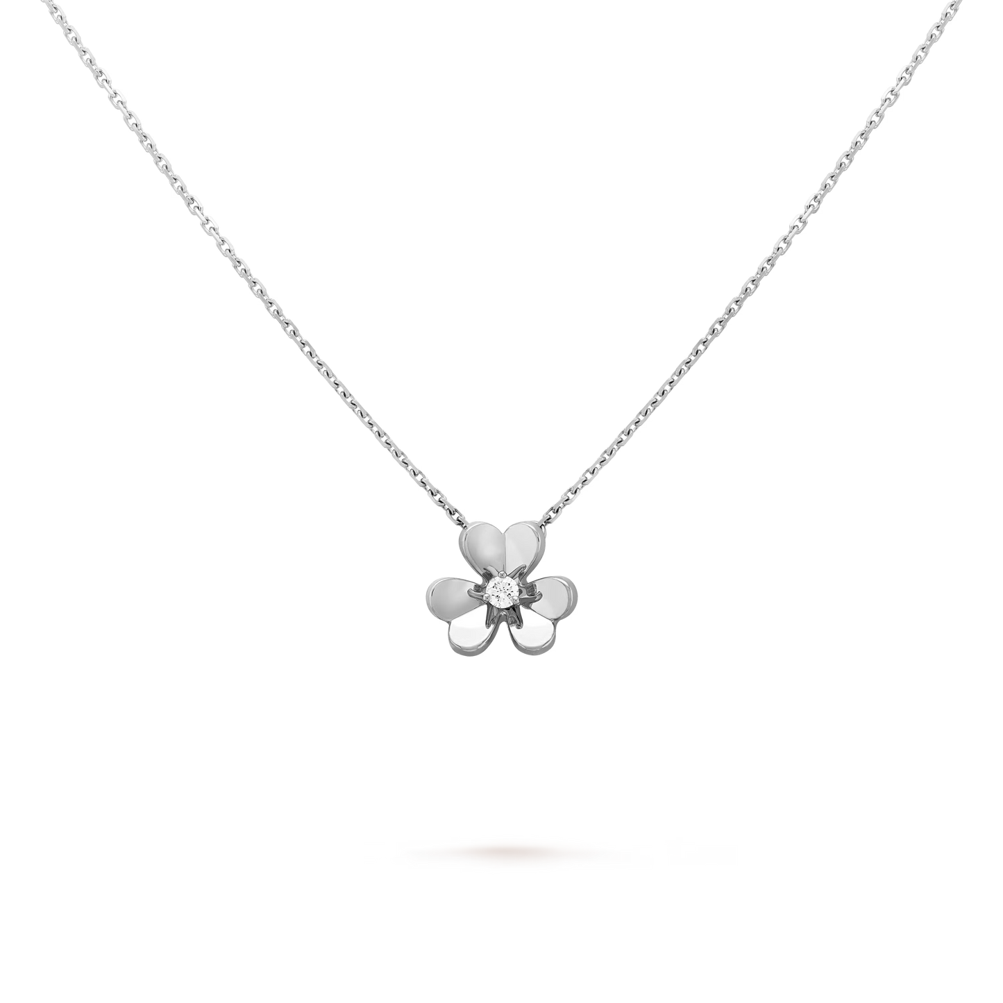 Frivole pendant, mini model, rhodium plated 18K white gold, round diamond.