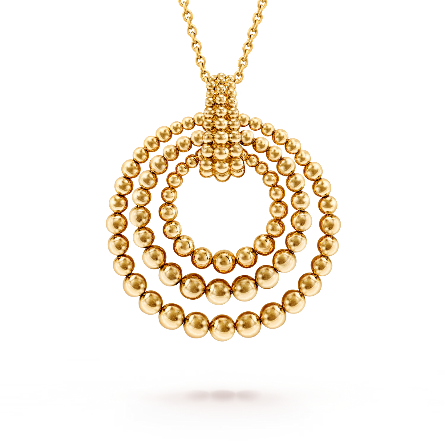 Perlée couleurs transformable long necklace, 18K yellow gold, coral, onyx, turquoise.