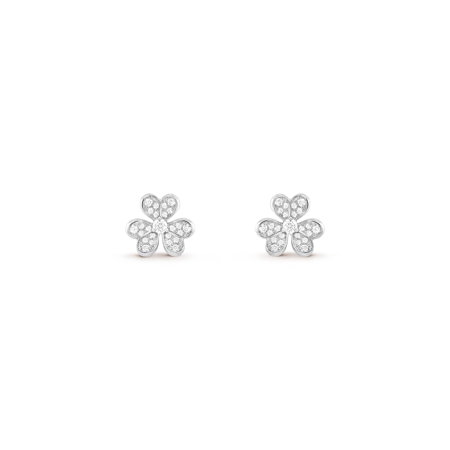 Frivole earrings, mini model, rhodium plated 18K white gold, round diamonds.