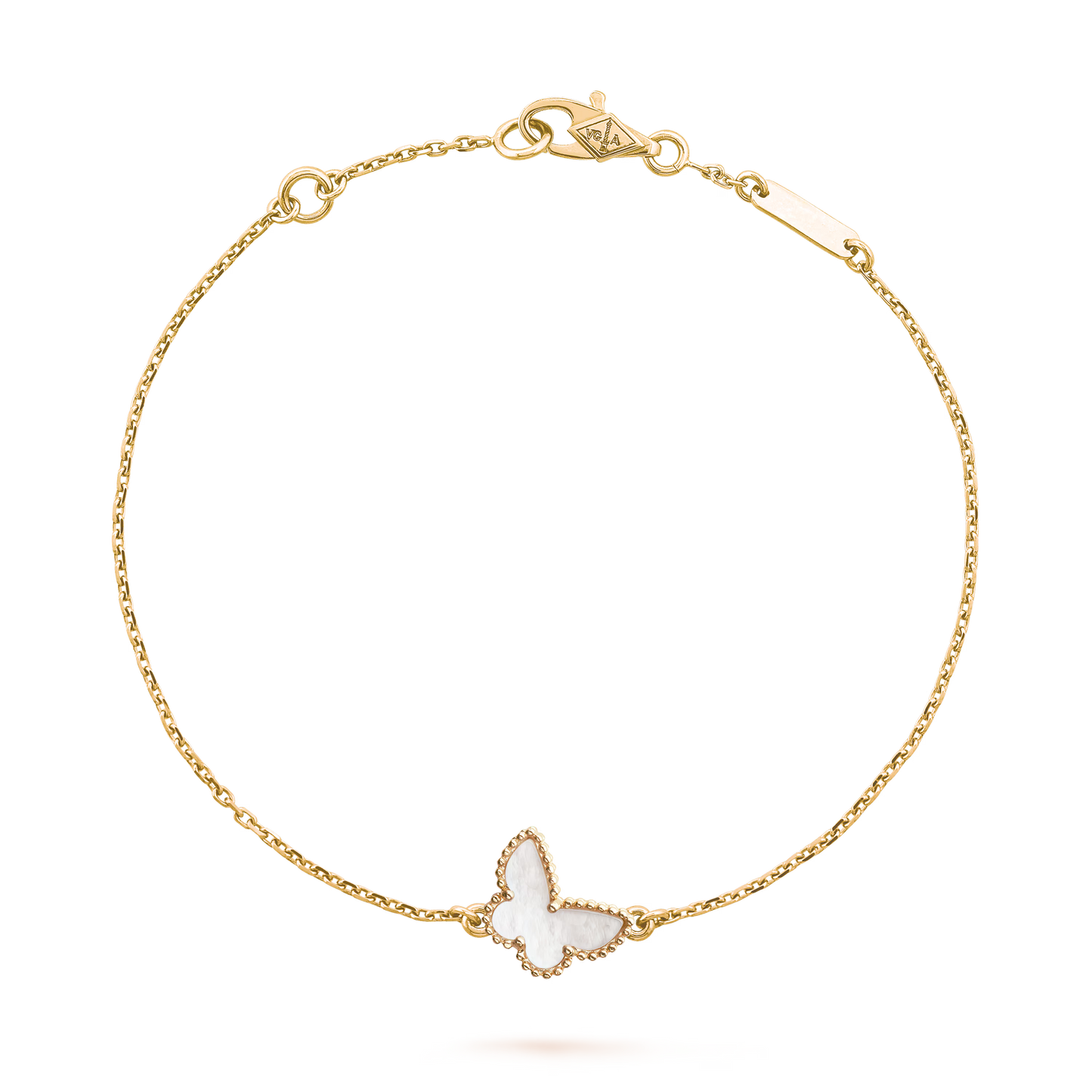Sweet Butterflies bracelet, 18K yellow gold, white mother-of-pearl.