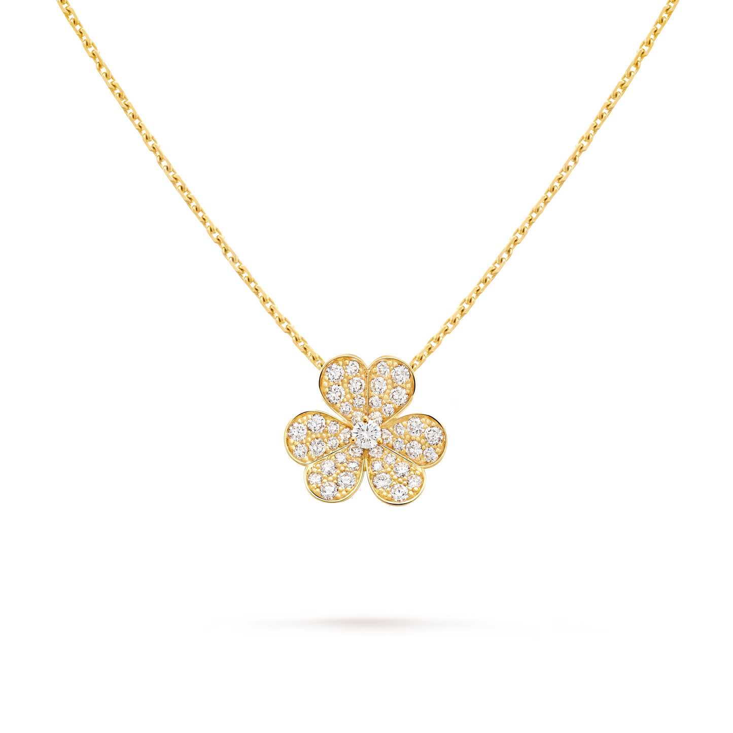 Frivole pendant, small model, 18K yellow gold, round diamonds