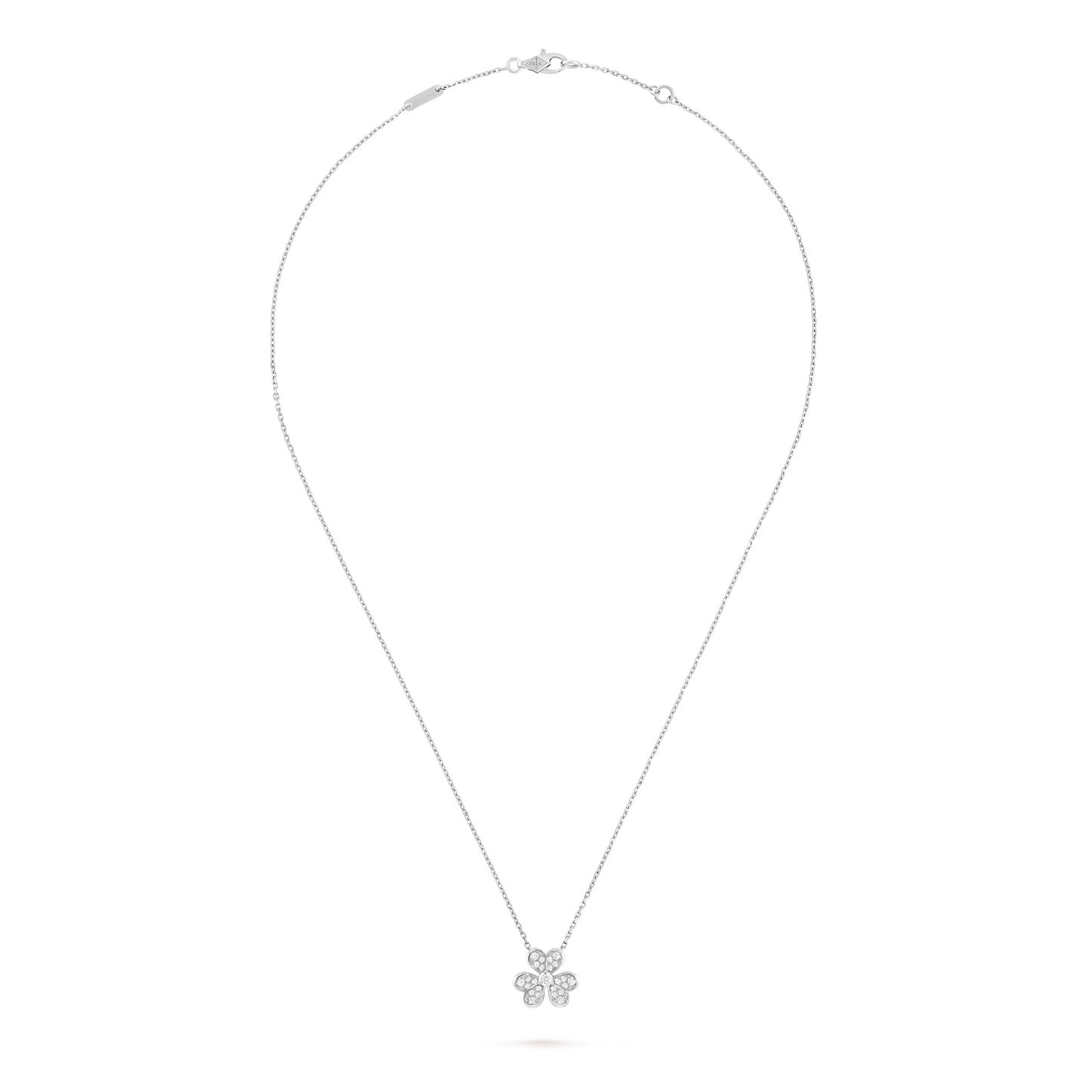 Frivole pendant, mini model, rhodium plated 18K white gold, round diamonds.