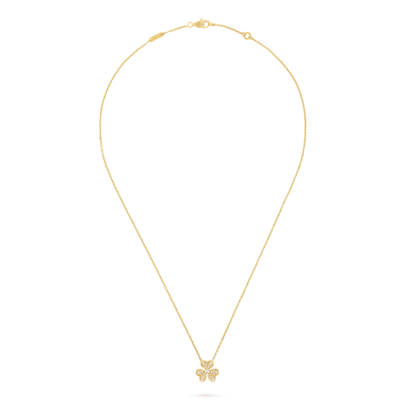 Frivole pendant, mini model, 18K yellow gold, round diamonds.