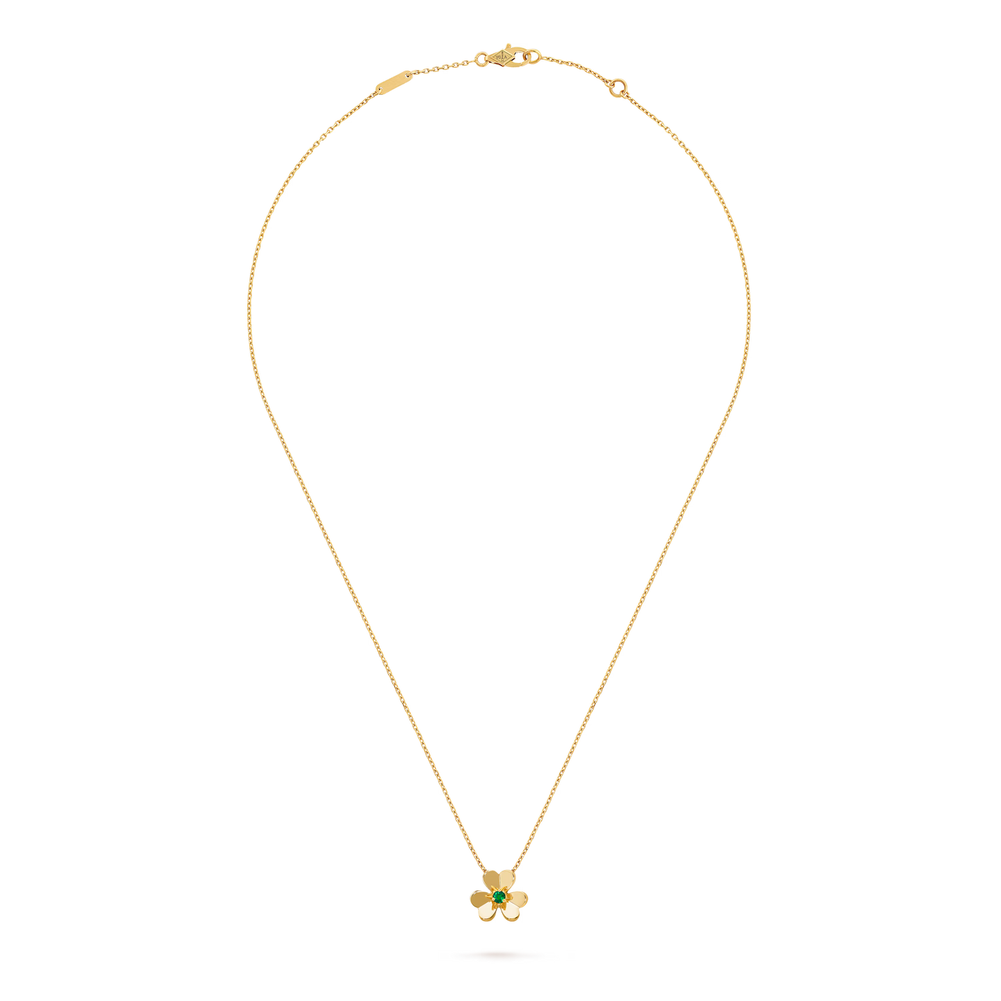 Frivole pendant, mini model, 18K yellow gold, round emerald.