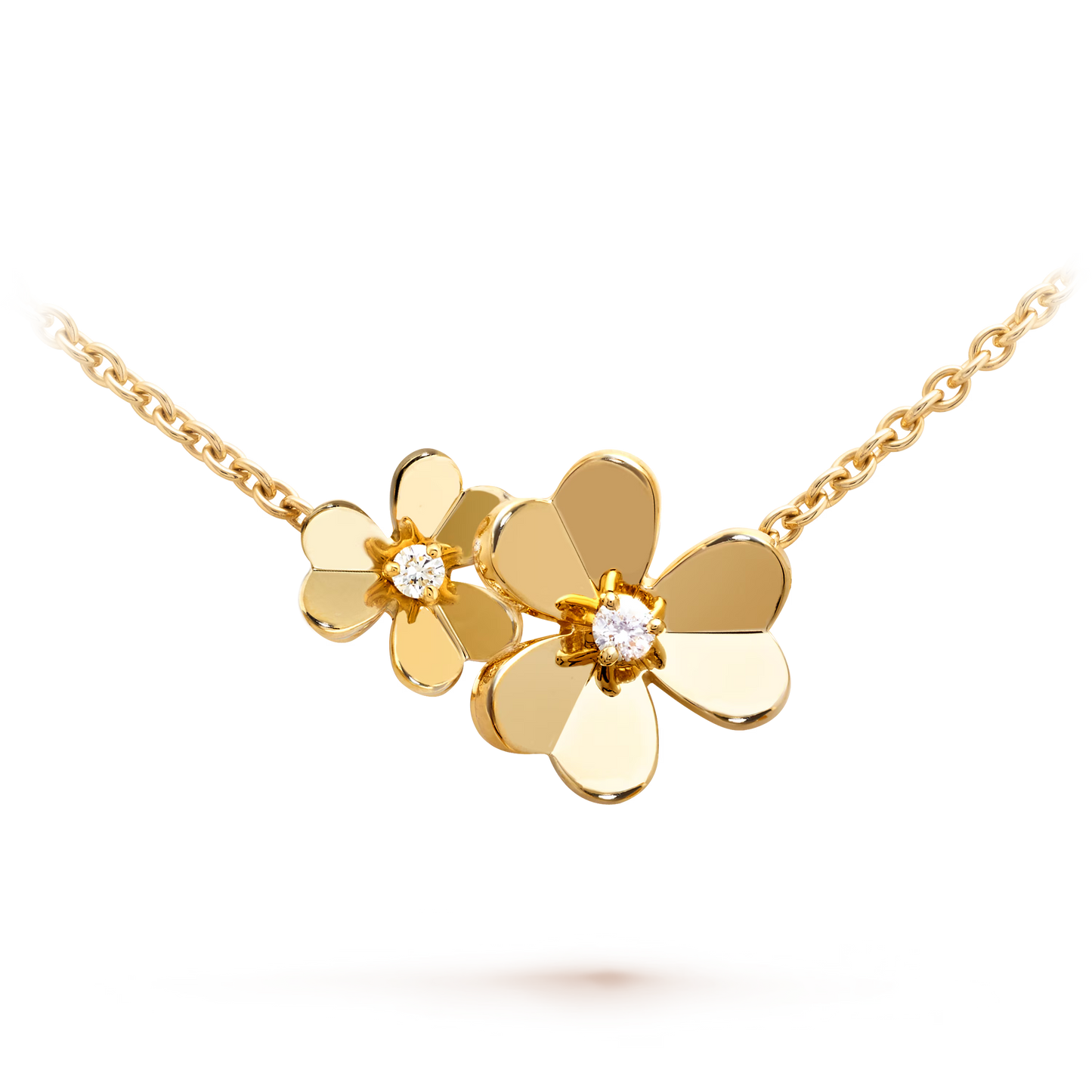 Frivole necklace, 9 flowers, 18K yellow gold, round diamonds.