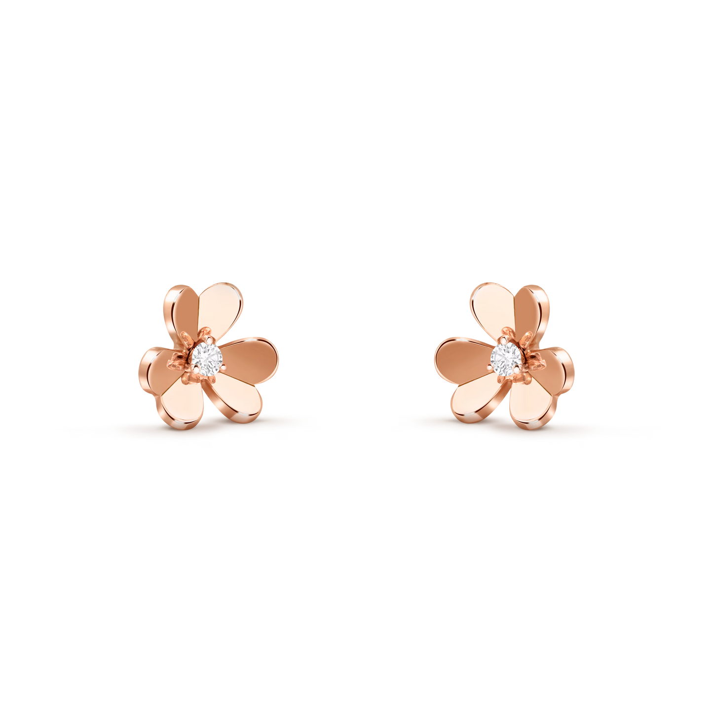 Frivole earrings, small model, 18K rose gold, round diamonds.