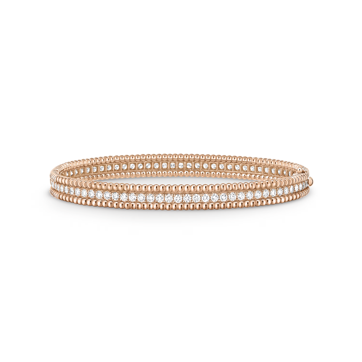 Perlée diamonds bracelet, 1 row, 18K rose gold, round diamonds, medium model.