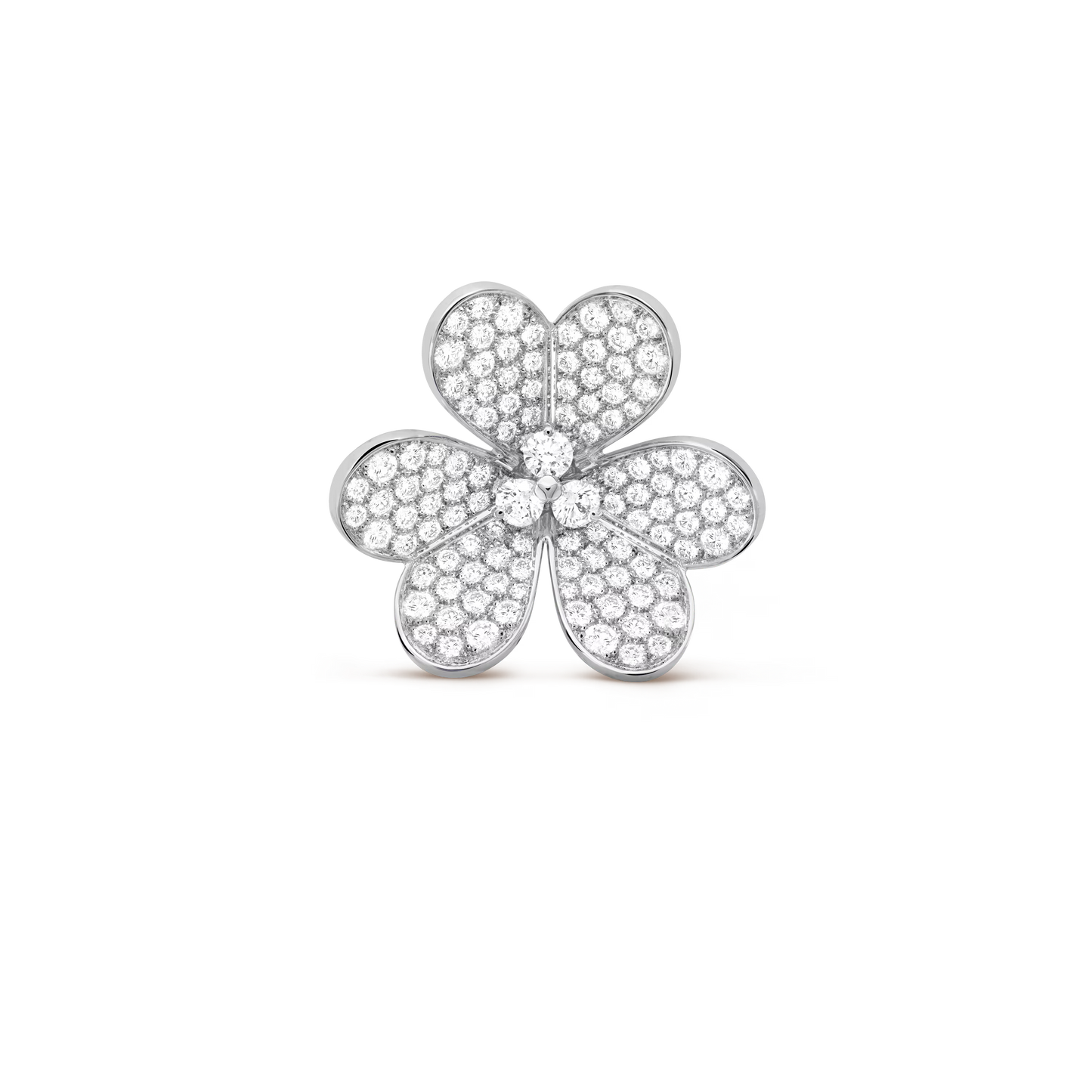 Frivole clip pendant, very large model, rhodium plated 18K white gold, round diamonds.