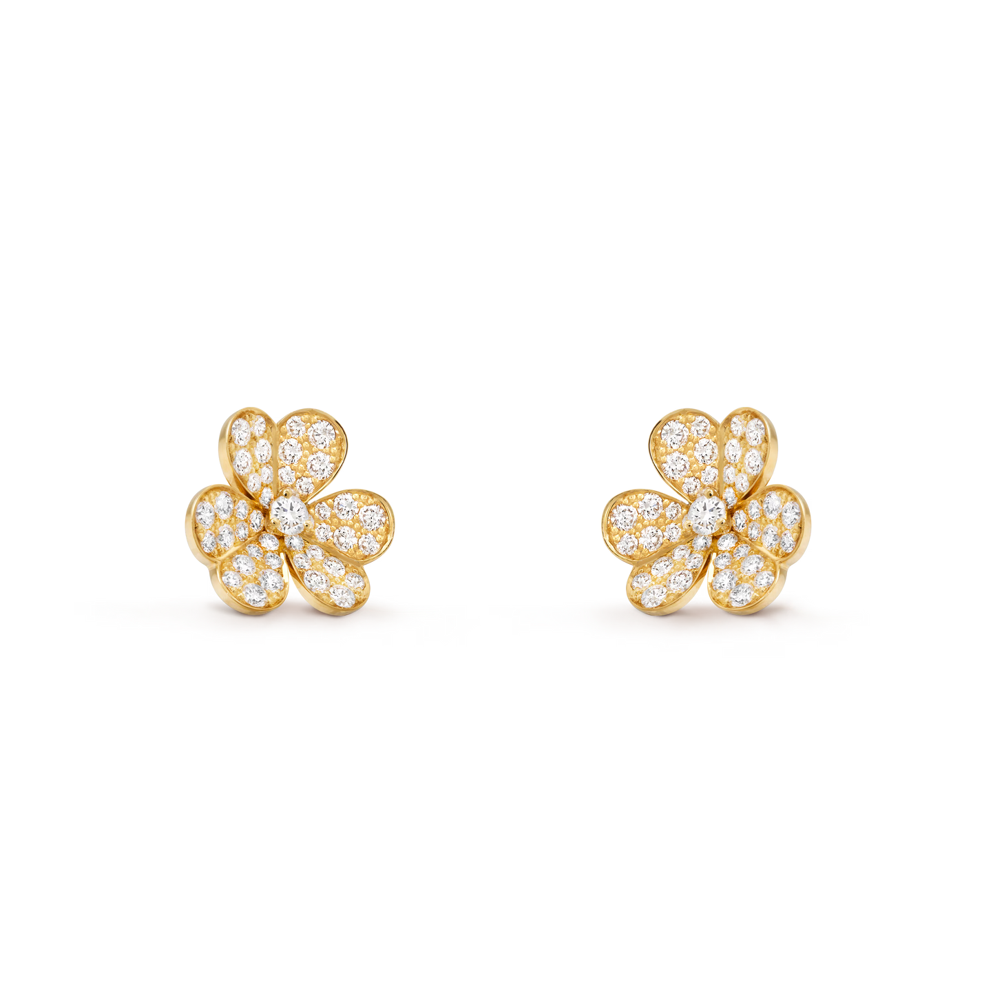 Frivole earrings, small model, 18K yellow gold, round diamonds.