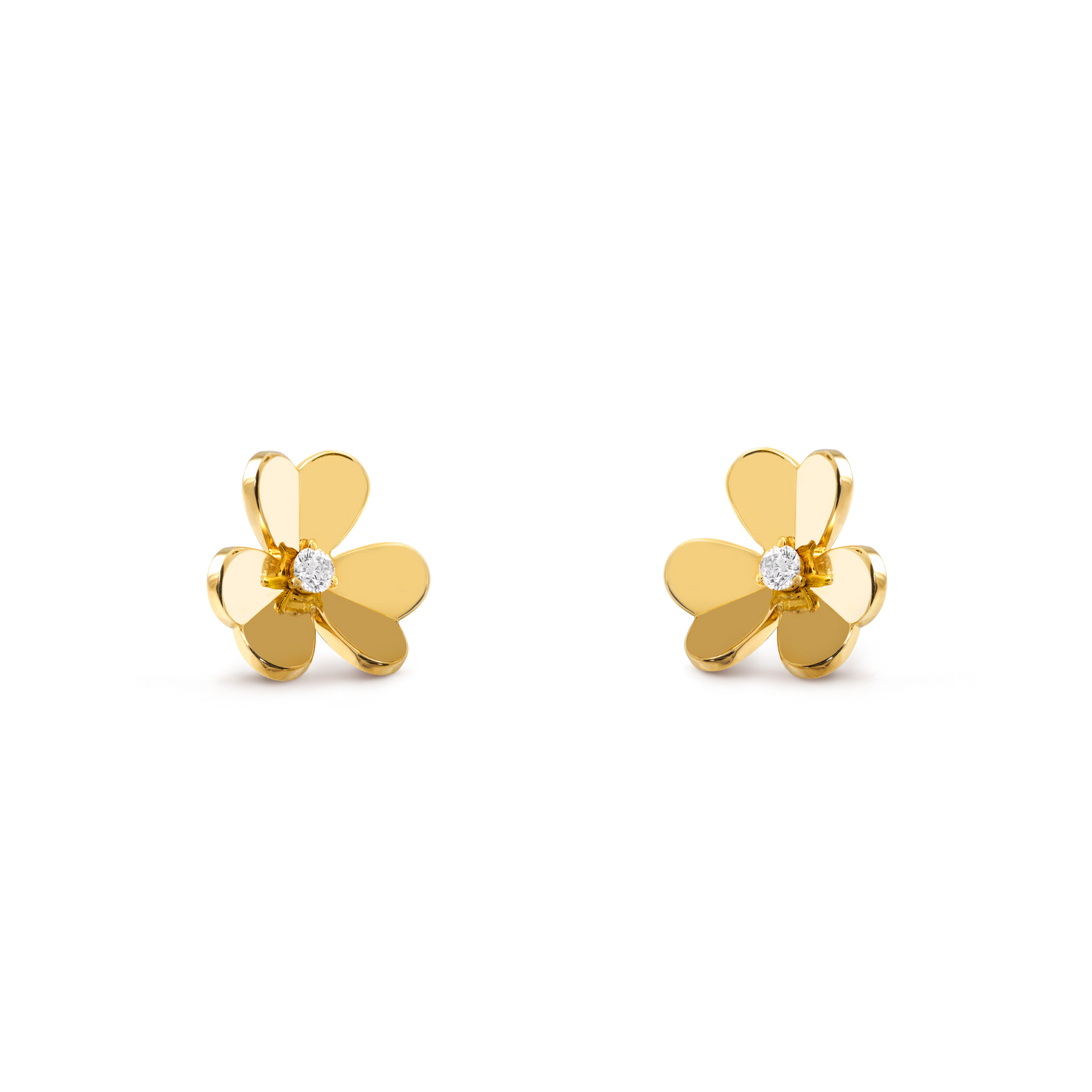 Frivole earrings, small model, 18K yellow gold, round diamonds.