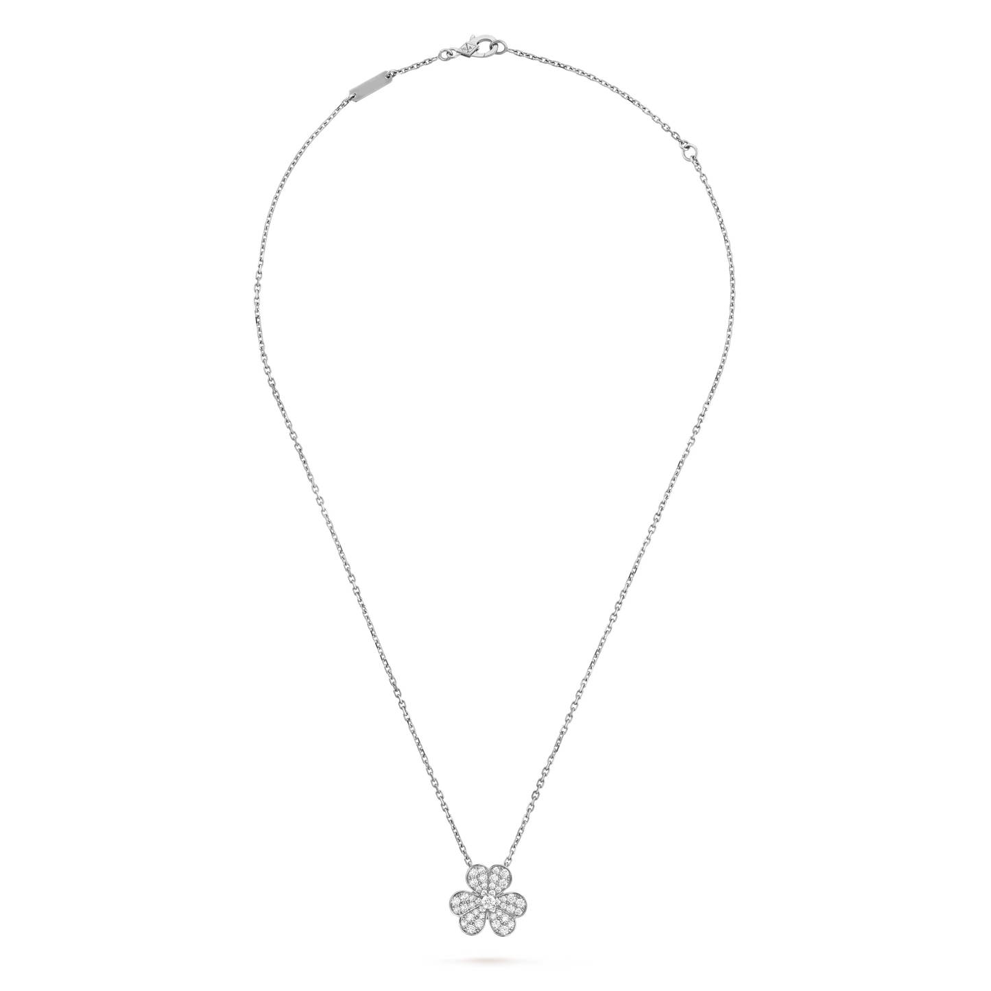 Frivole pendant, small model, rhodium plated 18K white gold, round diamonds.