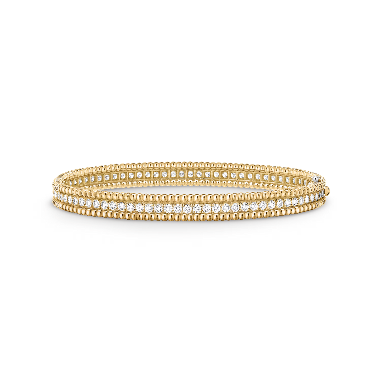 Perlée diamonds bracelet, 1 row, 18K yellow gold, round diamonds, medium model.