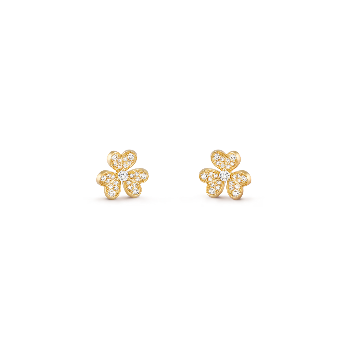 Frivole earrings, mini model, 18K yellow gold, round diamonds.