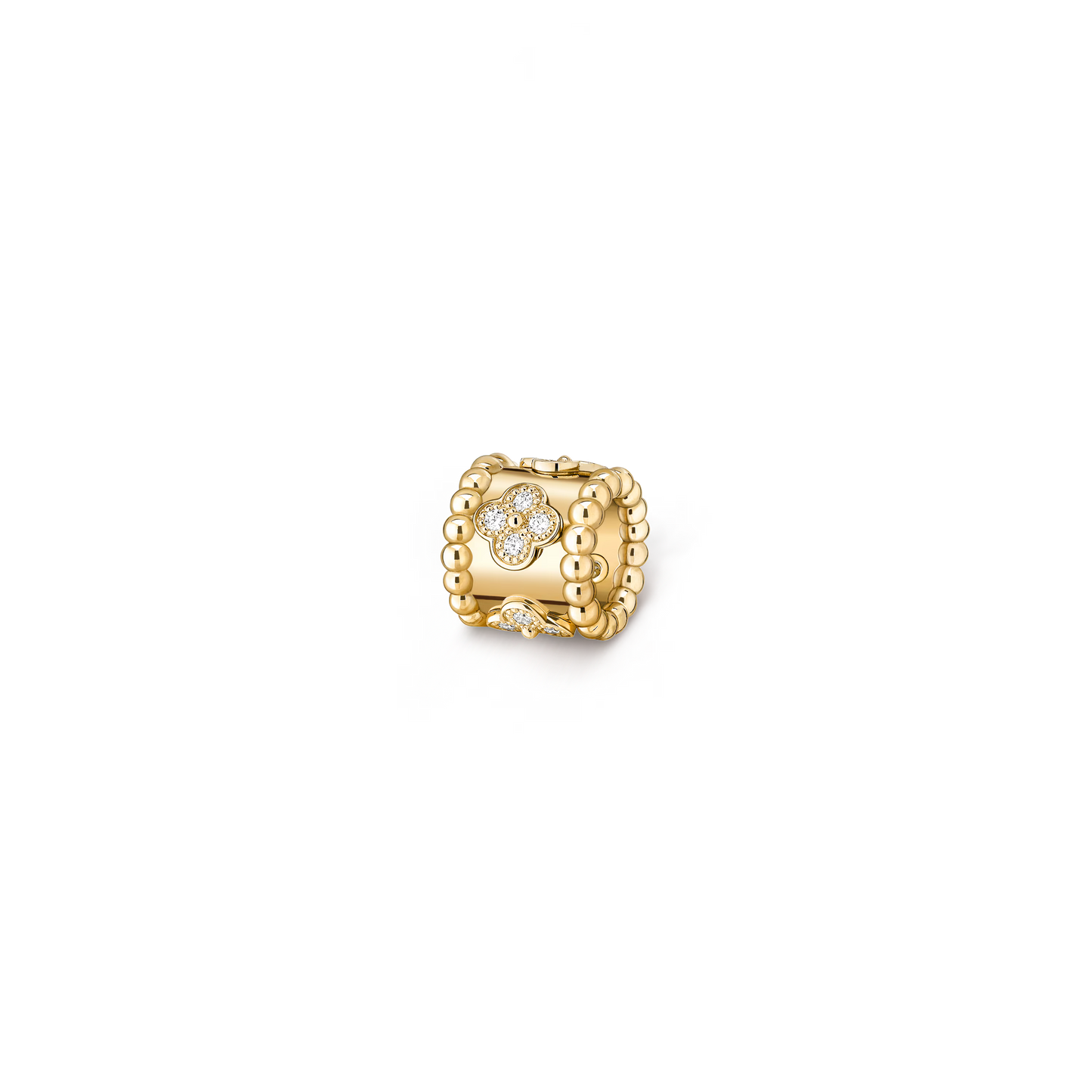 Perlée clovers pendant, 18K yellow gold, round diamonds